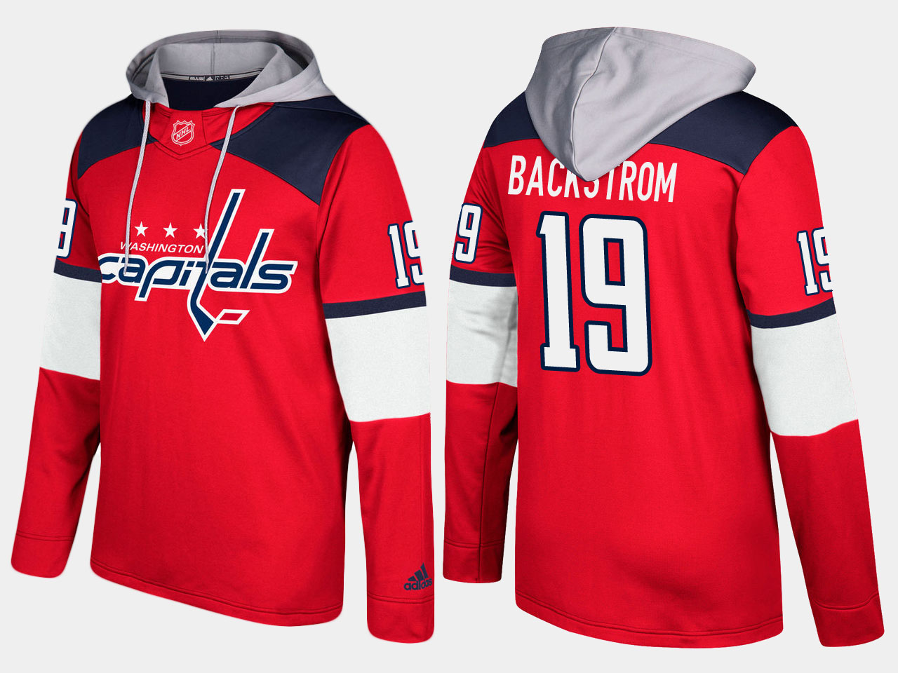 Men NHL Washington capitals 19 nicklas backstrom red hoodie